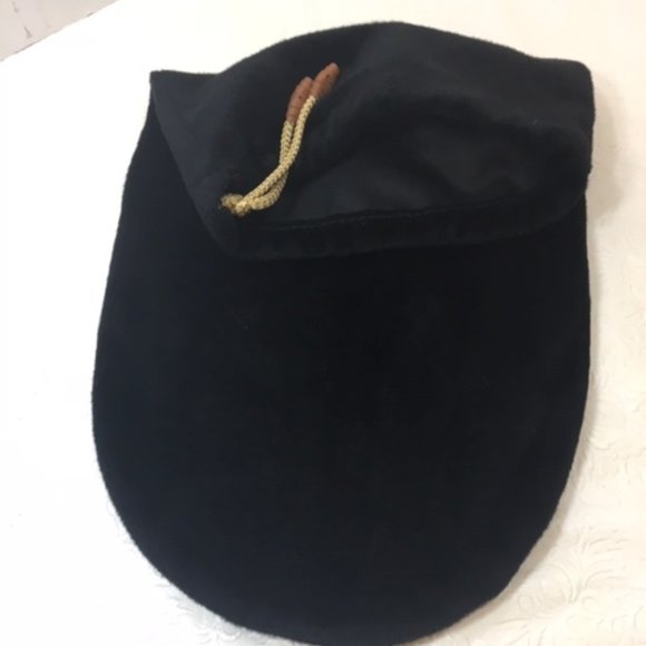 Tauer & Johnson Black Velvet Dust Shoe Bag Vintage Drawstring Leather Logo ONE - Picture 7 of 9